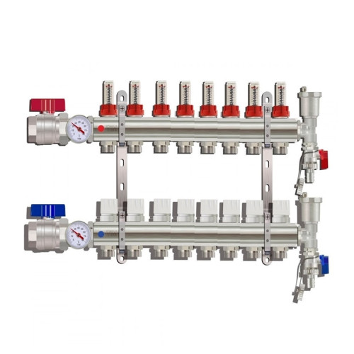 Коллектор для тёплого пола с расходомерами Tim на 8 выходов (арт.KA008) Коллектор для тёплого пола с расходомерами Tim на 8 выходов (арт.KA008)