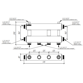 Коллектор модульный Gidruss MK-150-2х32 до 150 кВт 1 1/2" 3 контура