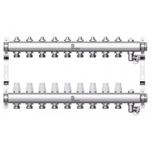 Коллектор с регулирующими вентилями Wester W903 1"x3/4" 9 контуров Коллектор с регулирующими вентилями Wester W903 1"x3/4" 9 контуров