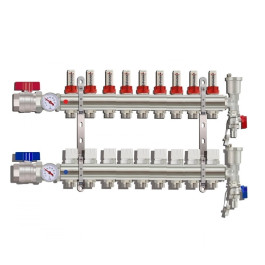 Коллектор для тёплого пола с расходомерами Tim на 9 выходов (арт.KA009)