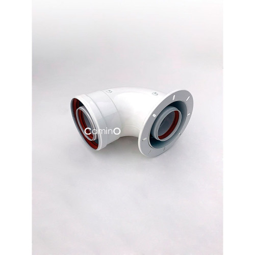 Угол 90° стартовый Camino для дымохода 60/100 мм раструб-хомут