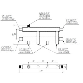 Коллектор нержавеющий модульный Gidruss MKSS-40-3D до 40 кВт 3/4" 3 контура