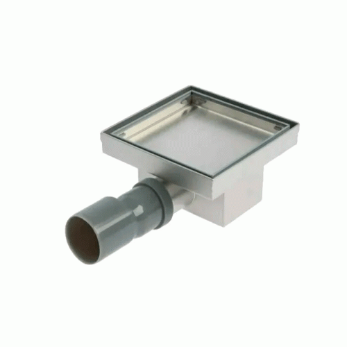 Трап для душа под плитку TIM нержавеющий 15х15 см сухой гидрозатвор