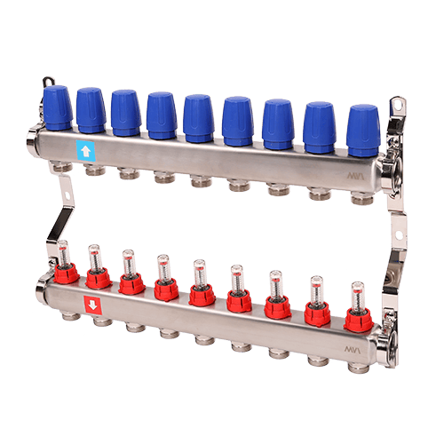 Коллектор с расходомерами MVI 1"х3/4"ЕК 9 выходов