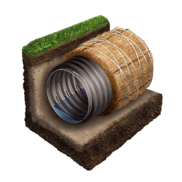 Труба дренажная ПНД 110 в фильтре из кокосового волокна (бухта 50 м.)