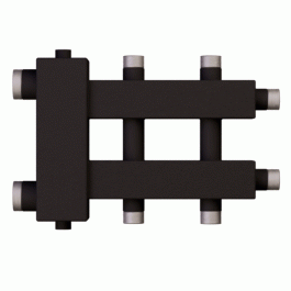 Коллектор с гидроразделителем Warme WKD.R.85.К.1+1+1 (черная сталь) Дублер компакт на 3 контура до 85 кВт