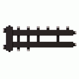 Коллектор с гидроразделителем Warme WKD.R.85.К.3+1+1 (черная сталь) Дублер компакт на 5 контуров до 85 кВт