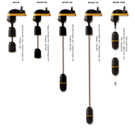 Вертикальный регулятор уровня Tecnoplastic MOUSE (60-120 мм) с кабелем двойного действия 2 м B H05 RNF 3X1. 10(8)A - 250 В (M0B53X102NG01)