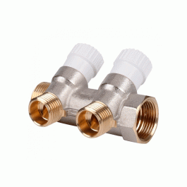 Коллектор для воды 2 выхода Stout 3/4"x1/2" плоское уплотнение арт.SMB 6852 341202