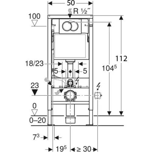 Инсталляция для унитаза Geberit Duofix Delta (458.163.21.1) 3 в одном прямоугольная кнопка