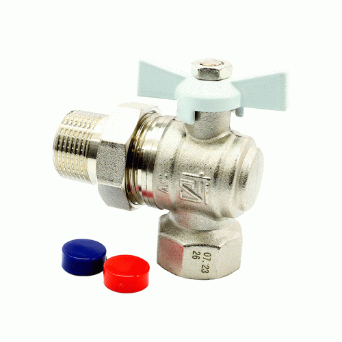 Кран угловой шаровой со сгоном STI ВР/НР резьба 3/4" ручка-бабочка Кран угловой шаровой со сгоном STI ВР/НР резьба 3/4" ручка-бабочка