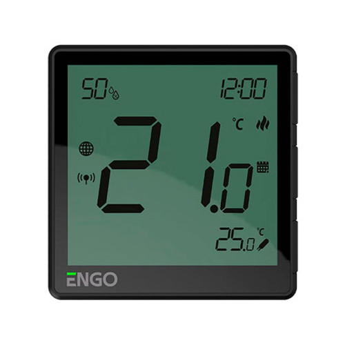 Беспроводной терморегулятор ENGO с модулем Zigbee с датчиком влажности черный Беспроводной терморегулятор ENGO с модулем Zigbee с датчиком влажности черный