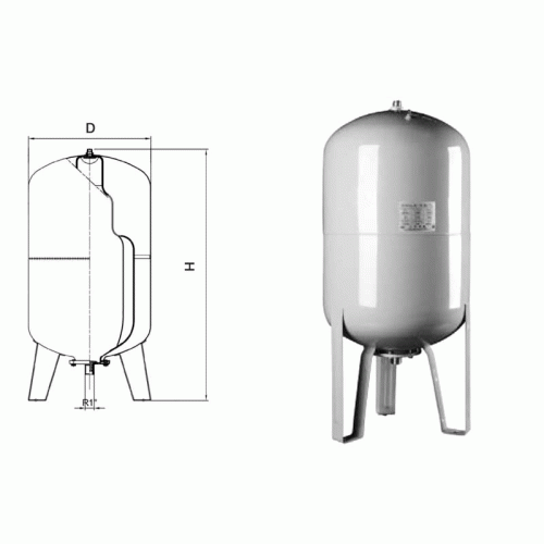 Гидроаккумулятор Waterstry CW-LV 1000 литров 10 bar вертикальный с манометром