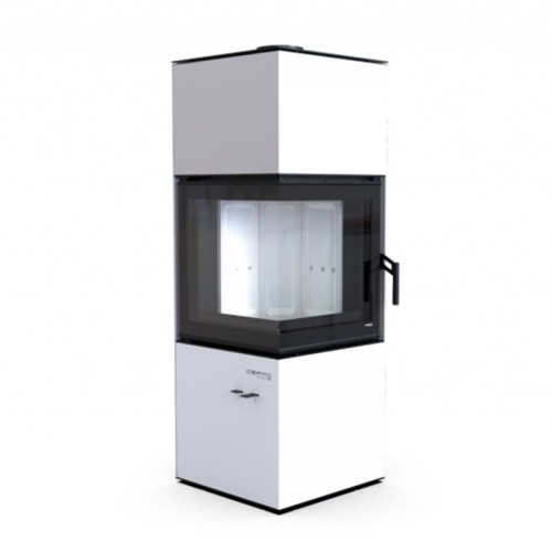 Печь-камин Defro Home Quadroom 9.6 кВт белая сталь