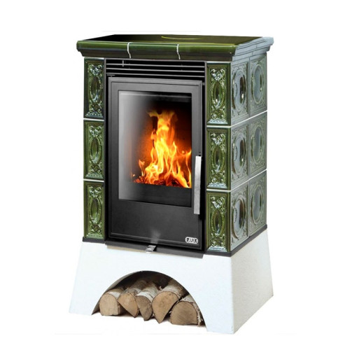 Печь-камин ABX Helvetia KPI белый цоколь зелёный с ТО 6.9 кВт Печь-камин ABX Helvetia KPI белый цоколь зелёный с ТО 6.9 кВт