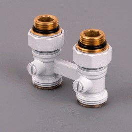 Узел нижнего подключения прямой Delta 3/4"x1/2" D=50 мм белый RAL 9016