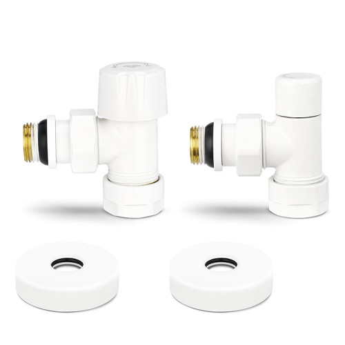 Комплект радиаторных клапанов угловой Varmega №1, 1/2"х3/4"EK резьба ВР/НР,  цвет белый
