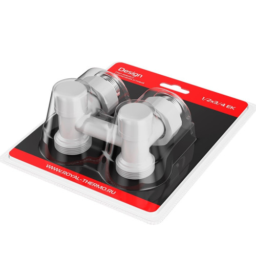 Узел нижнего подключения термостатический угловой Royal Thermo Design 1/2"х3/4" (Белый)