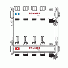 Коллектор с расходомерами и запорными клапанами Rommer 1"x3/4" 8 контуров