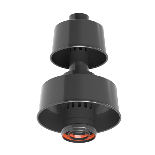 Оголовок с ветрозащитой коаксиальный 80/125 мм (черный)