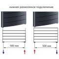 Вертикальный радиатор Rifar Convex - 22 секций, цвет Антрацит, нижнее разнесенное подключение — фото 3