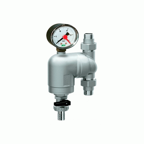 Фильтр промывной FAR 1/2" латунный 100 мкм 95°C с манометром Фильтр промывной FAR 1/2" латунный 100 мкм 95°C с манометром