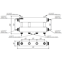 Коллектор модульный Gidruss MK-150-2х25 до 150 кВт 1 1/2" 3 контура