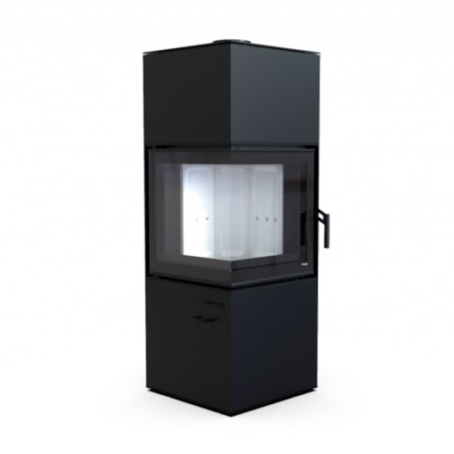 Печь-камин Defro Home Quadroom 9.6 кВт чёрная сталь