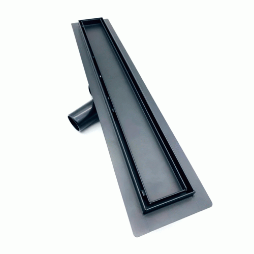 Трап для душа под плитку TIM нержавеющий 50 см черный матовый сифон 360°