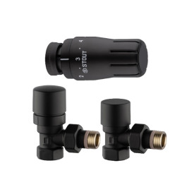 Комплект клапанов термостатических Stout Design черный, угловой 1/2"