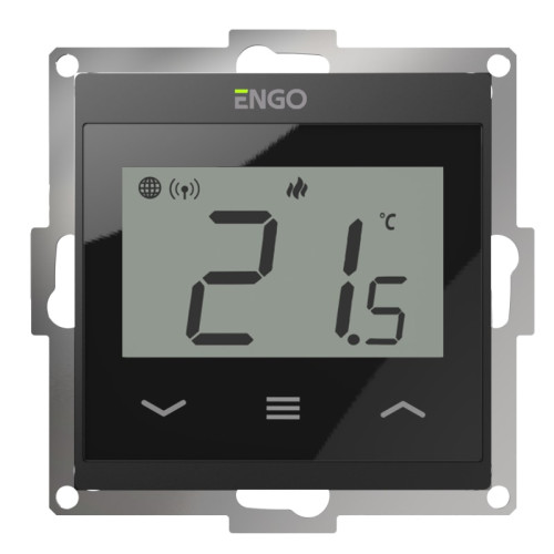 Проводной терморегулятор встраиваемый ENGO Wi-Fi черный 55х55мм