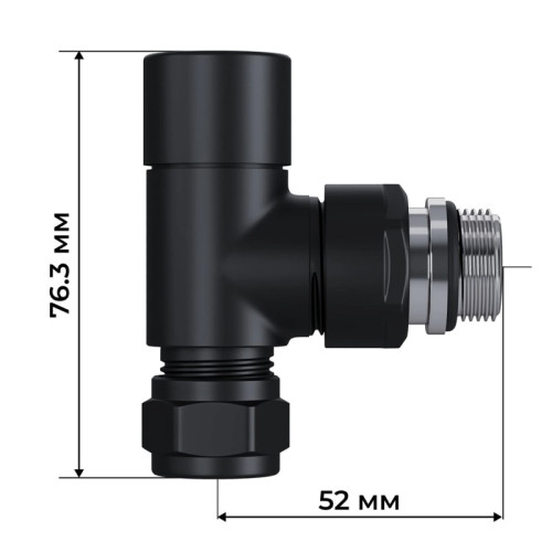 Набор термостатический угловой Royal Thermo Design Pro 15мм М30х1,5 (Черный) под трубки