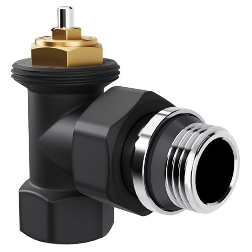 Набор термостатический угловой Royal Thermo Design 1/2"М30х1,5 (Черный)