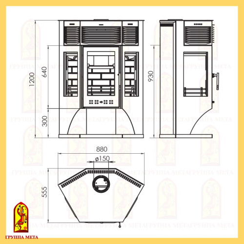 Печь-камин Мета Москва 12 без плиты