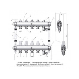 Коллектор с регулирующими вентилями Wester W903 1"x3/4" 10 контуров