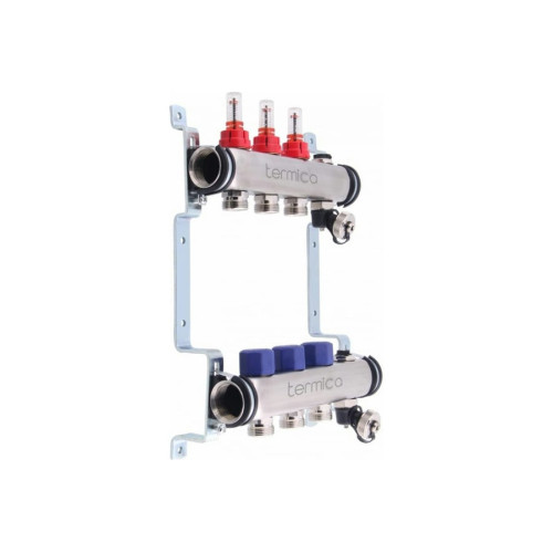 Коллекторная группа Termica на 8 выходов 1" с расходомерами 3/4" Коллекторная группа Termica на 8 выходов 1" с расходомерами 3/4"