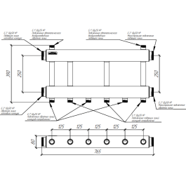 Коллектор нержавеющий модульный Gidruss MKSS-250-3х25 до 250 кВт 2" 3 контура