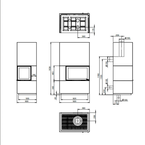 Печь-камин Nordpeis Davos A угловой левый высокий топка N-29A