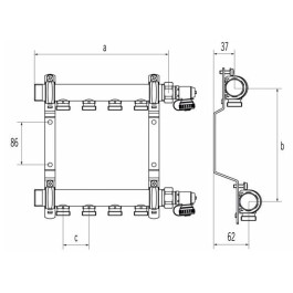 Коллектор Rehau Hlv 9 (на 9 контуров) для радиаторного отопления