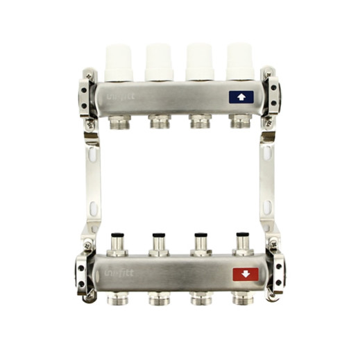 Коллектор из нержавеющий стали Uni-Fitt Optimal 3/4"x1" 3 выхода для радиаторов Коллектор из нержавеющий стали Uni-Fitt Optimal 3/4"x1" 3 выхода для радиаторов