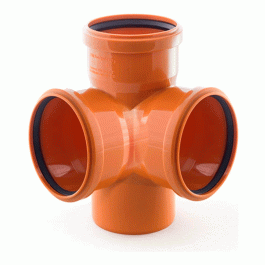 Крестовина двухплоскостная канализационная наружная Политэк 110x110x110 87° мм