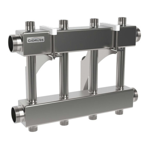 Коллектор нержавеющий модульный Gidruss MKSS-250-4DU до 250 кВт 2" 4 контура