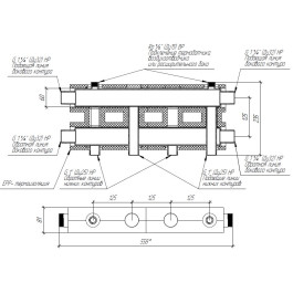 Коллектор нержавеющий модульный Gidruss MKSS-100-2 до 100 кВт 1 1/4" 3 контура