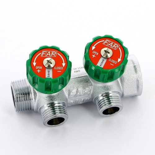 Коллектор FAR 3/4"X1/2" на 2 выхода евроконус Коллектор FAR 3/4"X1/2" на 2 выхода евроконус