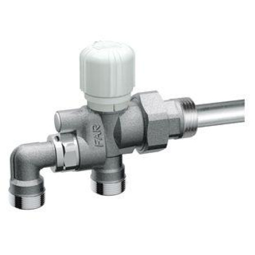 FAR 1/2" 48-65мм Терморегулирующий узел с запорно-балансировочным клапаном и регулируемым межосевым расстоянием прямой для одноточечного подключения в одно- и двухтрубных системах FAR 1/2" 48-65мм Терморегулирующий узел с запорно-балансировочным клапаном и регулируемым межосевым расстоянием прямой для одноточечного подключения в одно- и двухтрубных системах