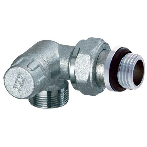 FAR запорный трехосевой хром. вентиль (НР) ЛВ M24x19 1/2" с уплотнением EPDM