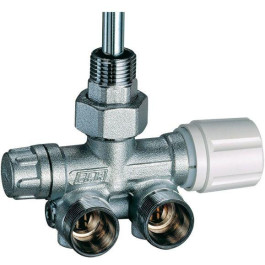 FAR Хромированный терморегулирующий правый угловой узел нижнего подключения для одно- и двухтрубных систем с центральным подключением к отопительному прибору. Снабжен зондом длиной 45 см и диаметром 10 мм. 1/2"