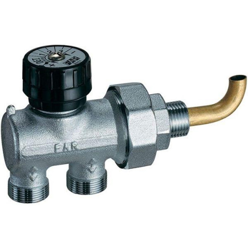 FAR 1/2" Регулирующий узел нижнего подключения с изогнутым зондом (для 2 панельных радиаторов)