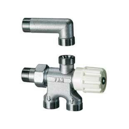 FAR 1/2" Хромированный регулирующий вентиль GDR для однотрубных систем с верхним угольником. Нижнего подключения