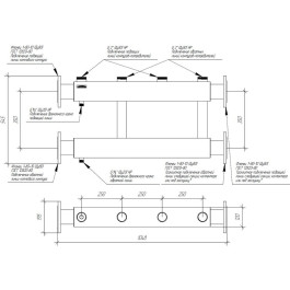 Коллектор нержавеющий модульный Gidruss MKSS-600-2х50 до 600 кВт ДУ80 2 контура